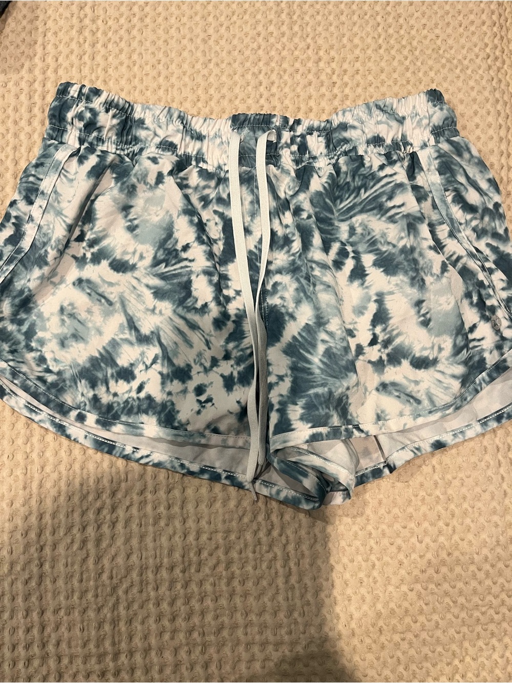 RBX Women's Blue Tie-Dye Drawstring Athletic Shorts
